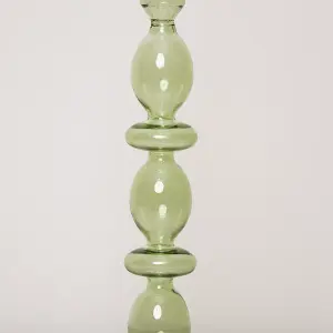 Melody Maison Tall Dark Green Glass Candle Holder - 27cm