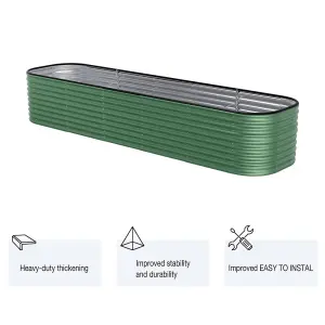 320cm W x 80cm D Light Green Bed Oval-Shaped Galvanized Steel Raised Garden Bed Outdoor Use Only