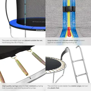 Trampoline Jumpy - tear resistant mat, safety net, padded edges, entry ladder - 244 cm