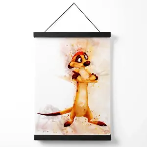 Timon Watercolour Lion King Medium Poster with Black Hanger