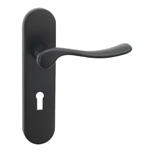 URBNLIVING 174mm Length 12 Pcs Berkshire Metal & Black Lever Latch Keyhole Door Handle Set