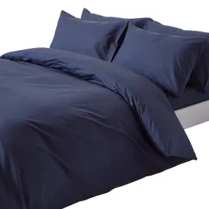 Homescapes Navy Blue Egyptian Cotton Duvet Cover with Pillowcases 200 TC, King