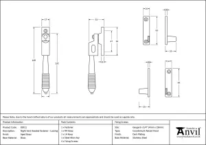 From The Anvil Aged Brass Night-Vent Locking Reeded Fastener