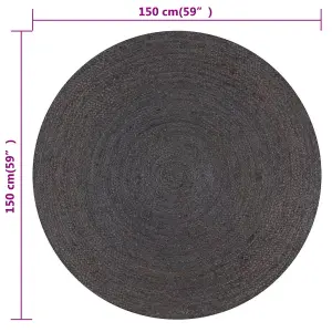 Handmade Rug Jute Round 150 cm Dark Grey