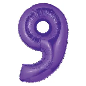 Oaktree Number 9 Foil Balloon Purple (One Size)