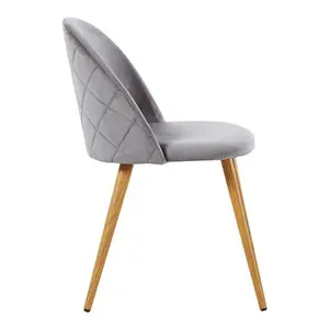 Heavener Velvet Upholstered Dining Chair | Side Chair | Wooden Legs (Set of 4) Grey