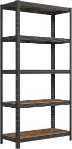 SONGMICS 5 Tier Shelving Unit, Industrial, Adjustable Shelves, High Load Capacity, Rustic Brown and Black