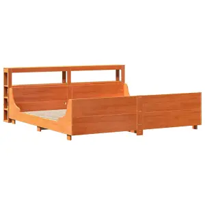 Berkfield Bed Frame without Mattress Wax Brown 180x200 cm Super King Solid Wood Pine