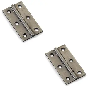 2 PACK - PAIR Solid Brass Cabinet Butt Hinge - 64mm - Pewter Premium Cupboard Fixings