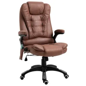 Vinsetto Massage Office Chair Recliner Ergonomic Gaming Heated Home Padded  Leathaire Fabric Brown