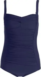 Bonmarche Ladies Navy Blue Ruched Front Swimsuit, Size: 14 -Holiday Shop