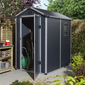 4 x 6 Single Door Apex Plastic Shed (Dark Grey)