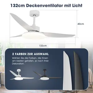 Cherrise 132cm Ceiling Fan with LED Lights White