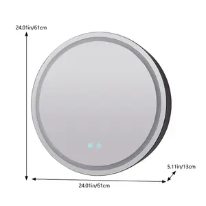 LED Illuminated Anti Fog Touch Sensor Mirror Cabinet 610 mm Dia