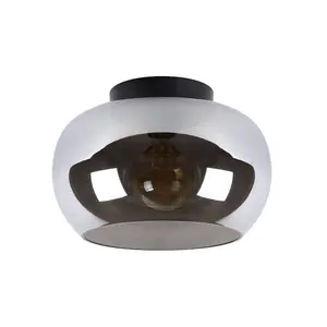 Lucide Judi Modern Flush Ceiling Light 30.5cm- 1xE27 - Smoke Grey