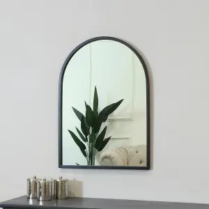 Melody Maison Framed Black Arched Mirror 70cm x 50cm