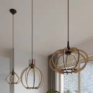 Pompelmo Wood Natural 1 Light Classic Pendant Ceiling Light