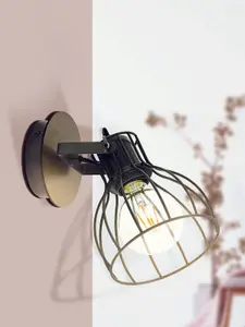 Wall Light Colour Brown & Silver Silver Steel Open Cage Shade Bulb E27 1x40W