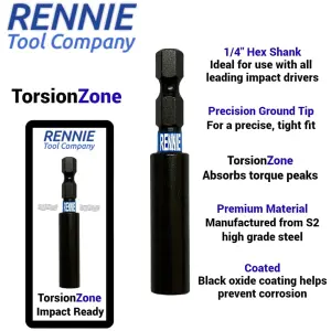 Rennie Tools 26 Pack PZ2 x 25mm Long Impact Driver Screwdriver Bits Set Pozidriv (Pozi 2) With Impact Bit Holder