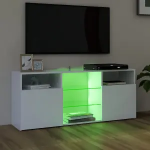 Berkfield TV Cabinet with LED Lights White 120x30x50 cm