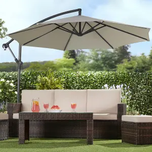 Cantilever Parasol with Cover, Umbrella Canopy Outdoor Sun Shade (Grey)