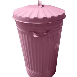 Metal Bin Retro Dustbin Waste Rubbish Bin Rubbish Waste Animal Feed Outdoor or Indoor Bin, Baby Pink Slim Tall Tapered Steel Bin