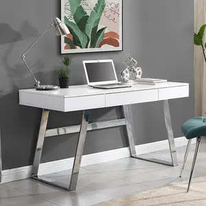 Aspen Wooden Laptop Desk With 3 Drawers In Matt White