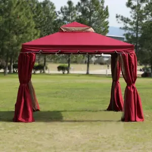 Red Gazebo with Nets Aluminium Frame and Powder coated Steel Roof,3x4x2.75m