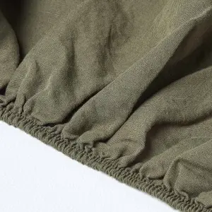 Homescapes Khaki Green Linen Fitted Sheet, Single