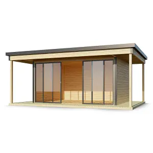 Lasita Domeo 4 V2 with Veranda Garden Office - 6m x 4.2m - Modern Summer House Double Glazed