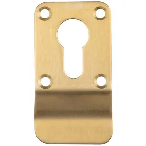 EURO Profile Cylinder Latch Pull Handle 78mm x 44mm Satin Brass Door Finger