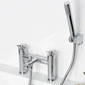 Bristan Nurture Polished Chrome effect Rim-mounted 2 Tap Hole Shower mixer Tap