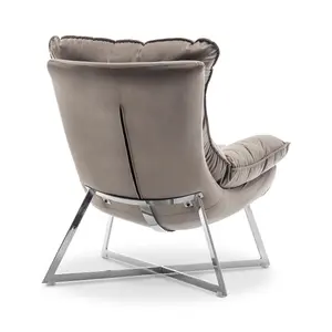 Velvet Light Grey Pierina Accent Chair