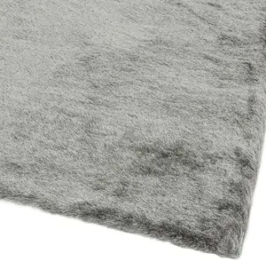 Tungsten Super Soft Shaggy Handmade Modern Plain Sparkle Easy to Clean Rug For Dining Room Bedroom Living Room-200cm X 300cm