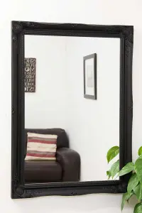 MirrorOutlet Hamilton Black Shabby Chic Design Wall Mirror 106 x 76 CM