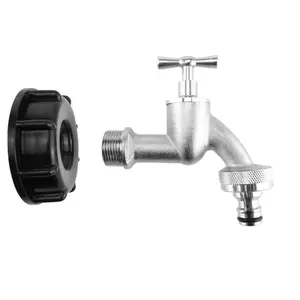 IBC Tote S60X6 Cap Kit with Quick Connect Brass Bib Tap Leak Proof End Cap & Hose Connector and PTFE Tape