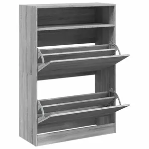 Shoe Cabinet with 2 Flip-Drawers Grey Sonoma 80x34x116 cm