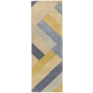 Ochre Grey Handmade Luxurious Modern Wool Easy To Clean Soft Bedroom Dining Room Living Room Rug -120cm X 170cm