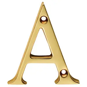 Polished Brass Door Letter A 53mm Height 4mm Depth House Letter Plaque