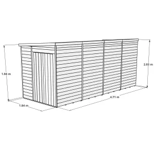 BillyOh Switch Tongue and Groove Pent Wooden Shed - 16x6 Windowless - 11mm Thickness