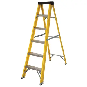 Excel Heavy Duty Fiberglass 5 Tread Ladder with Folding Hop Up