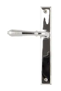 From The Anvil Polished Chrome Reeded Slimline Lever Latch Set