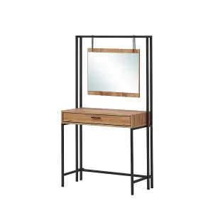 Zahra Urban Bedroom Dressing Vanity Makeup Table Mirror & Drawer Wotan Oak