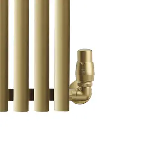 Terma Vision Brass Left sided Corner Radiator valve & lockshield (Dia)15mm x ½"