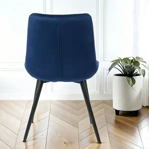 4x Velvita Blue Luxury Velvet With Black Legs Dining Chairs