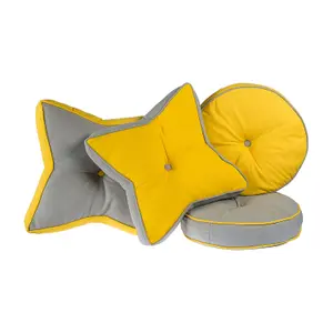 Homescapes Grey and Yellow Star Floor Cushion