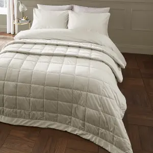 Catherine Lansfield Kingsley Matt Velvet Quilted 220x220 cm Bedspread Cream