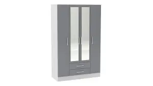 Birlea Lynx 4 Door 2 Drawer Wardrobe With Mirror White & Grey