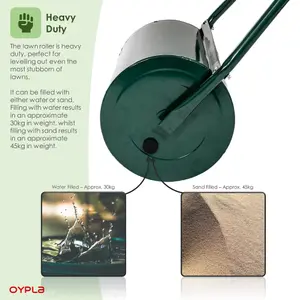 Oypla Galvanised Garden Steel Lawn Roller 30 Litre Drum Scraper Bar & Collapsible Handle Create a Lawn Worthy of a Bowls Green