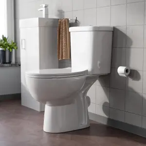 Nes Home Close Coupled Round Toilet with Seat White